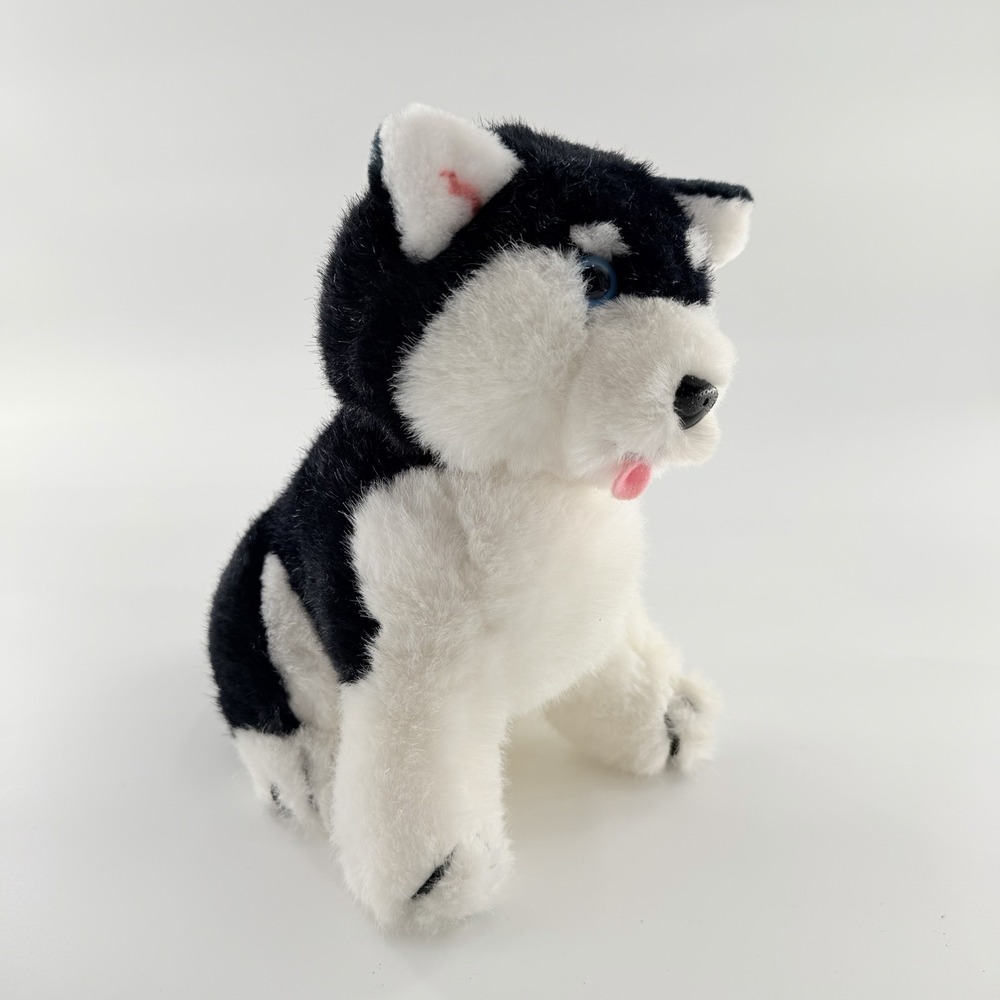 Vintage R Dakin 1985 Seated Husky Dog Plush Blue Eyes Panting Tongue Stuffed Toy - Picture 4 of 10